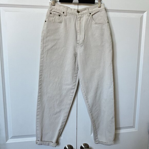 Vintage Spirit Denim Mom Jeans Womens High Rise Off White 90s Neutral Minimalist - Picture 1 of 9